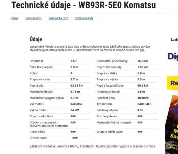 Komatsu WB 93 R Backhoe loaders