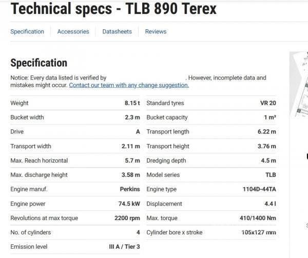 Terex TLB 890 Backhoe loaders