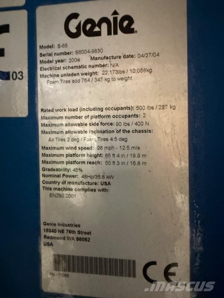 Genie S 65 Articulated boom lifts