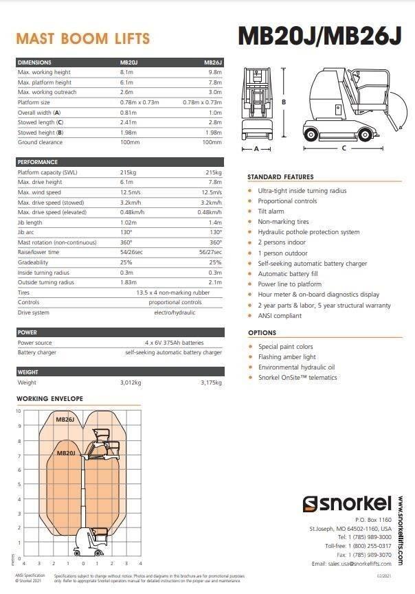 Snorkel MB20J Vertical mast lifts