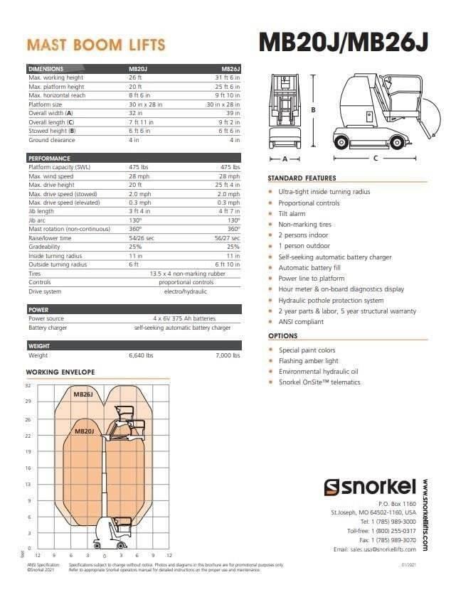 Snorkel MB26J Vertical mast lifts