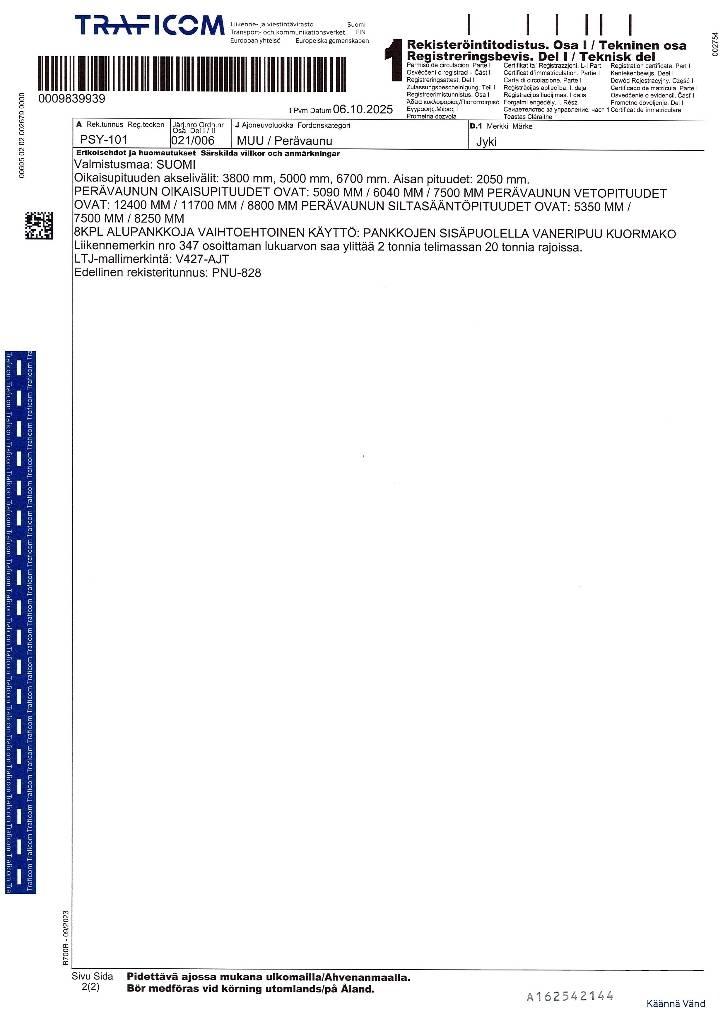 Jyki V427-AJT Timber trailers