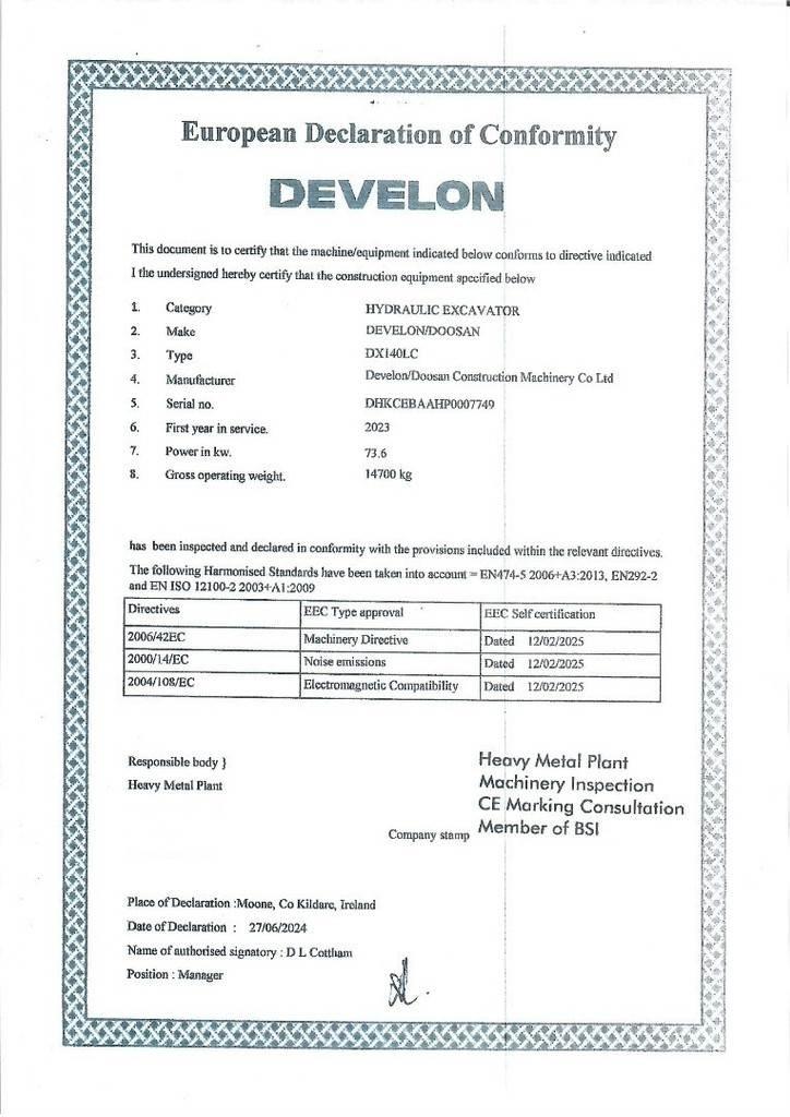 Develon DX140LC Crawler excavators
