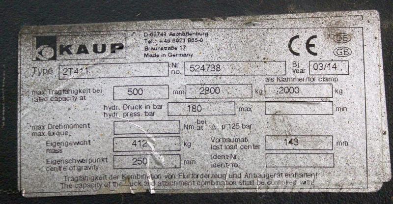Kaup 2T411 Other attachments and components