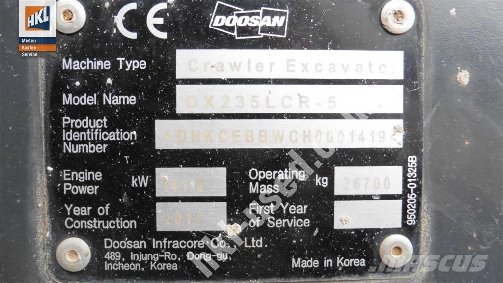 Doosan DX 235 LCR-5 Crawler excavators