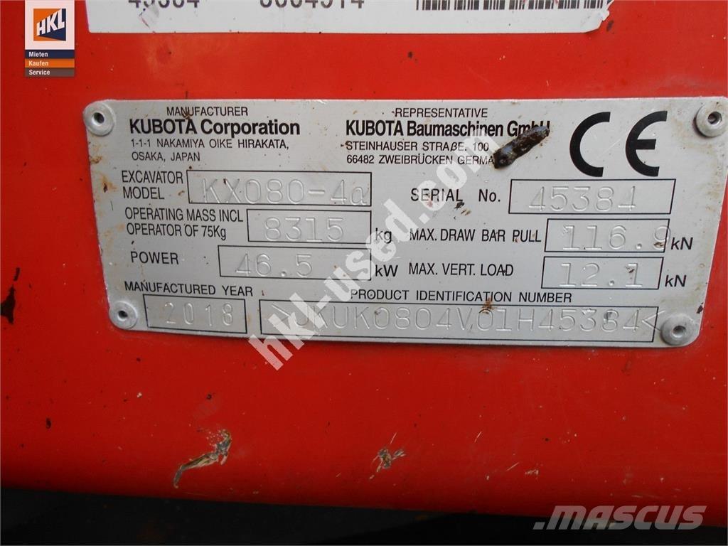 Kubota KX 080-4 Mini excavators < 7t (Mini diggers)
