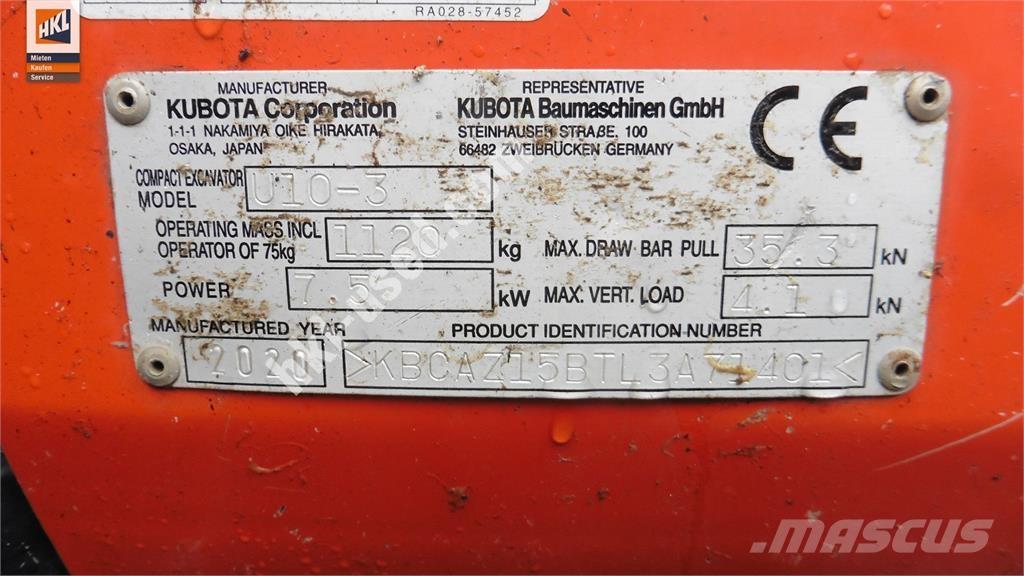 Kubota U 10-3 Mini excavators < 7t (Mini diggers)