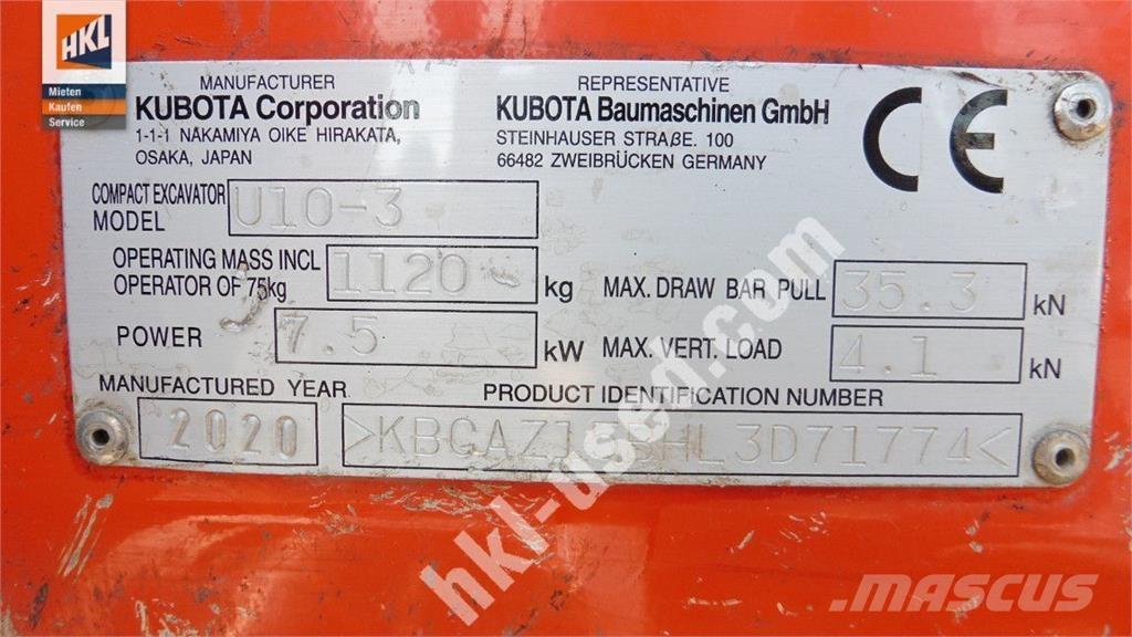 Kubota U 10-3 Mini excavators < 7t (Mini diggers)