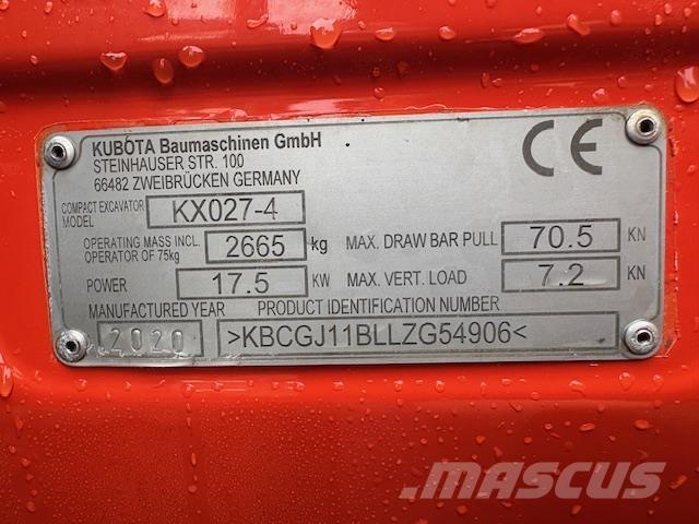 Kubota KX027-4 Midi excavators  7t - 12t