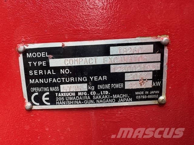 Takeuchi TB260 Midi excavators  7t - 12t