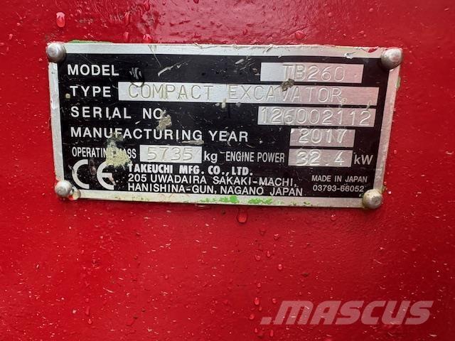 Takeuchi TB260 Midi excavators  7t - 12t