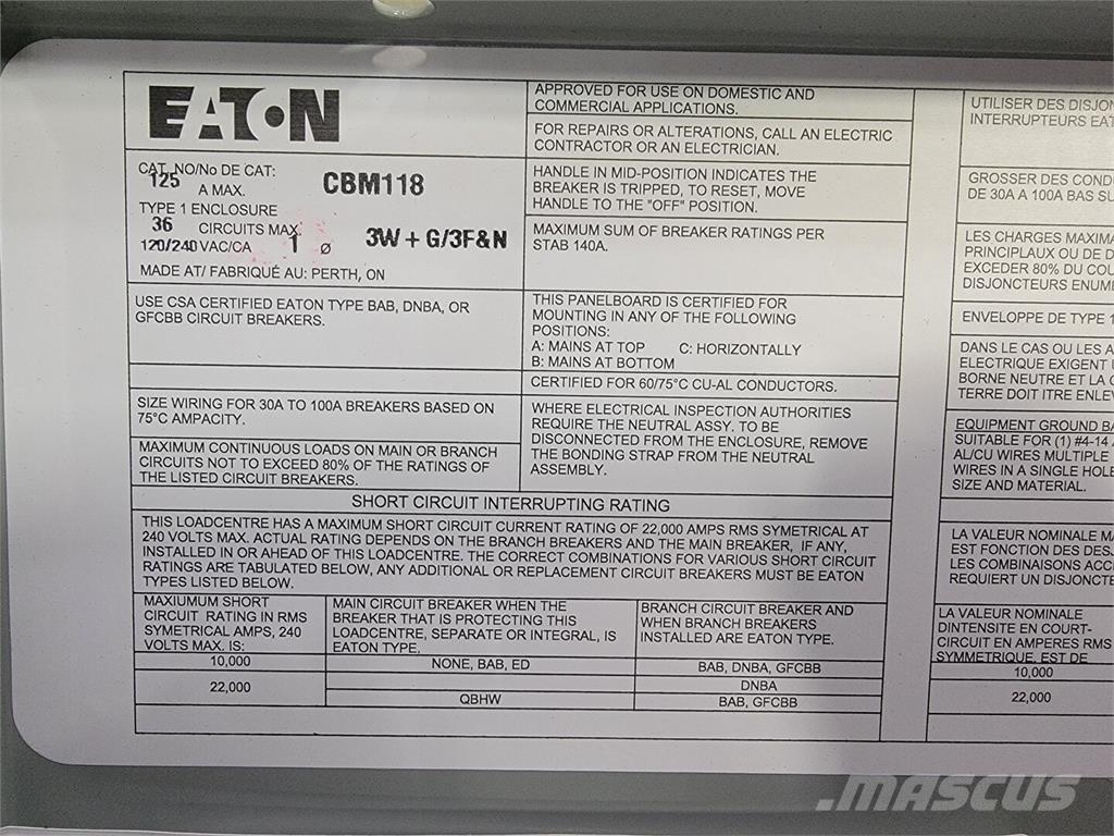 Eaton CBM118 Construction - Others