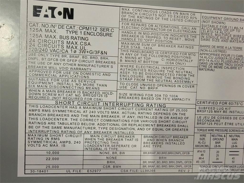 Eaton PM112 Construction - Others