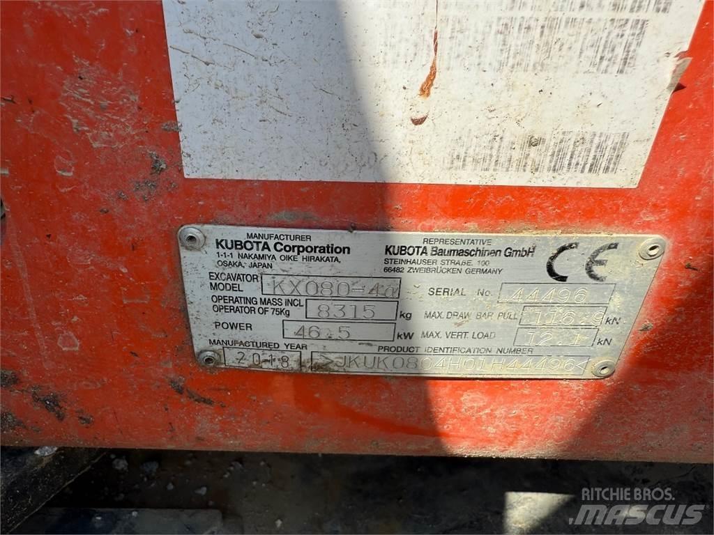 Kubota KX080-4 Midi excavators  7t - 12t