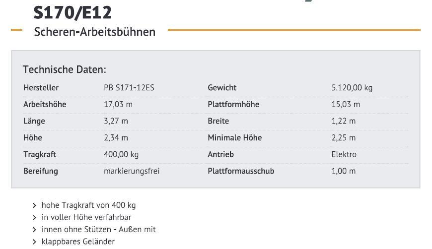 PB S171-12ES Scissor lifts