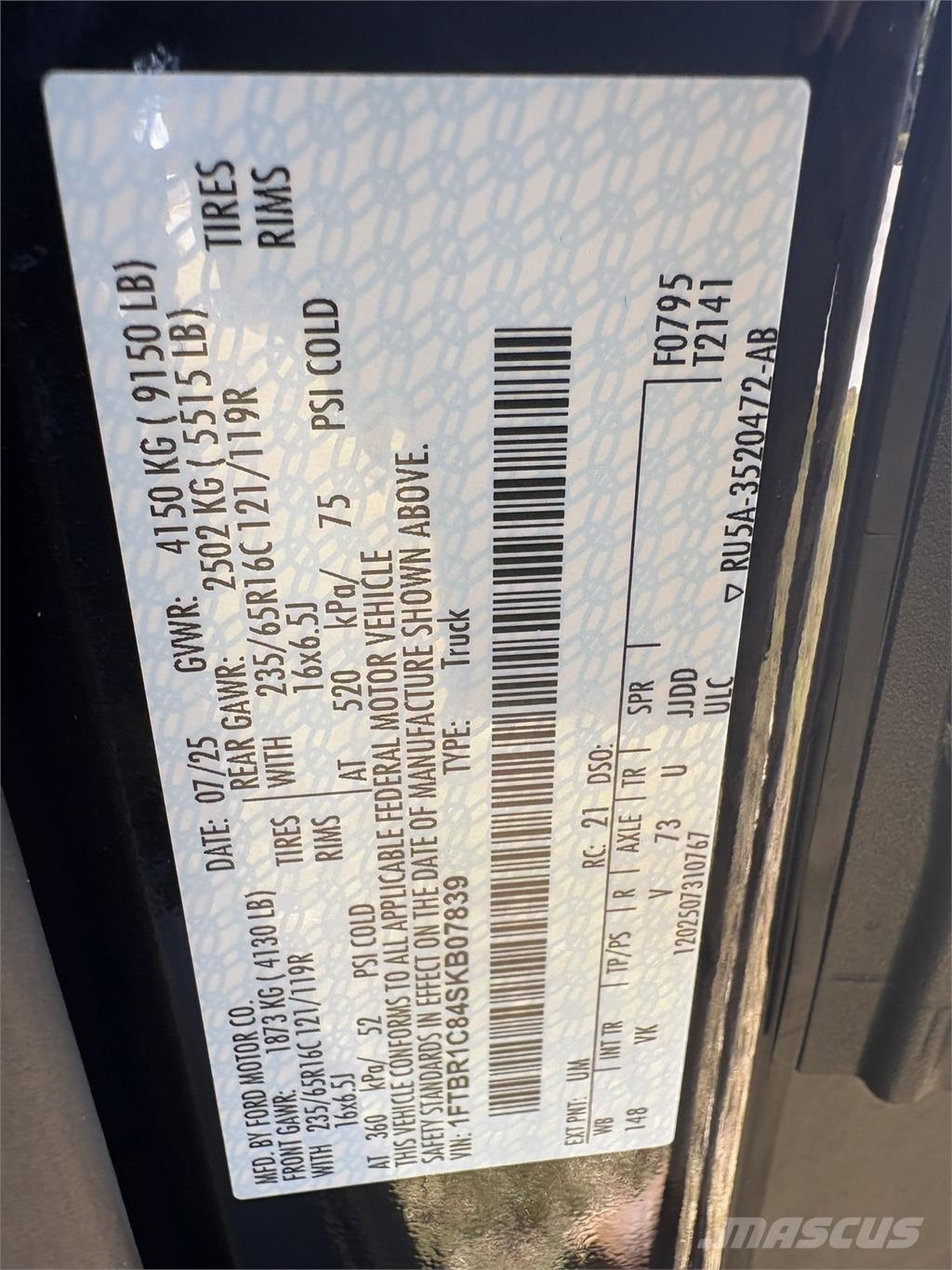 FRD 250 TRANS Box body trucks