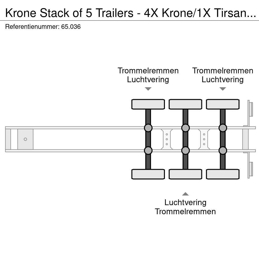 Krone Stack of 5 Trailers - 4X Krone/1X Tirsan ( STANDAR Curtainsider semi-trailers