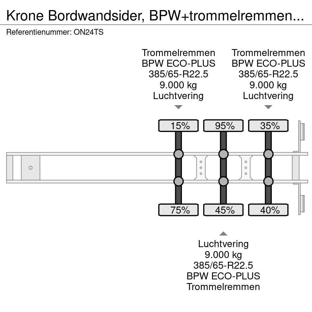 Krone Bordwandsider, BPW+trommelremmen, 2.80m binnenhoog Curtainsider semi-trailers