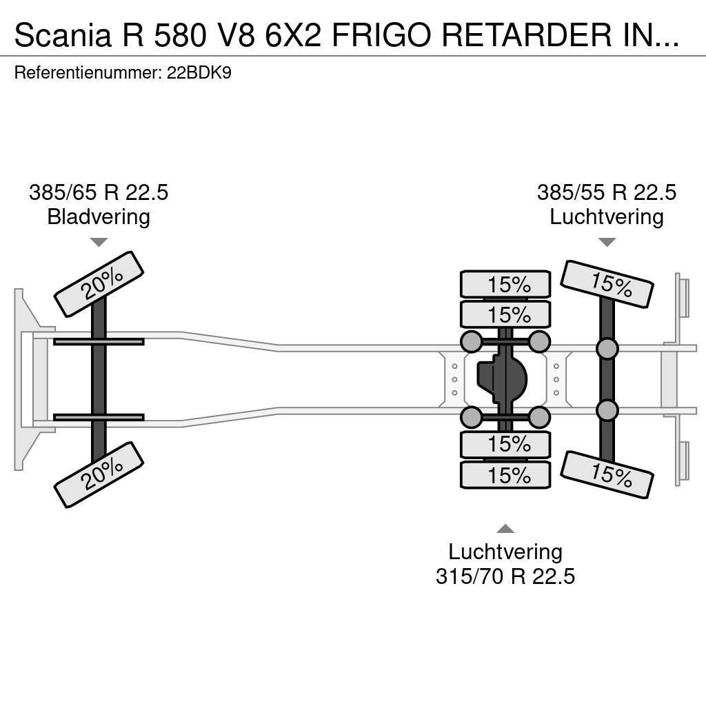 Scania R 580 V8 6X2 FRIGO RETARDER IN COMBI WITH BURG TRA Temperature controlled trucks