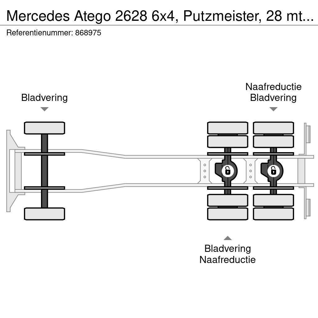 Mercedes-Benz Atego 2628 6x4, Putzmeister, 28 mtr, Remote, 3 ped Concrete pump trucks