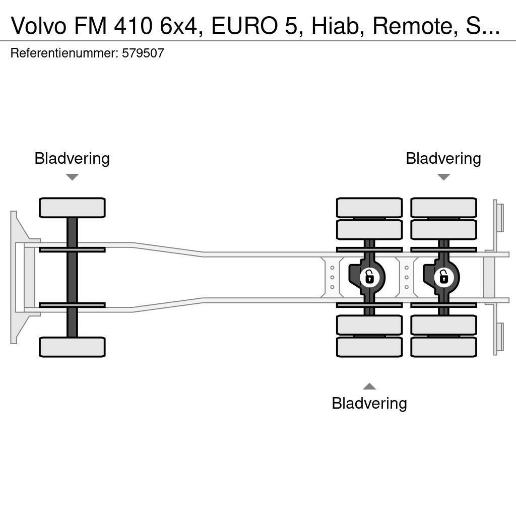 Volvo FM 410 6x4, EURO 5, Hiab, Remote, Steel suspension Flatbed / Dropside trucks