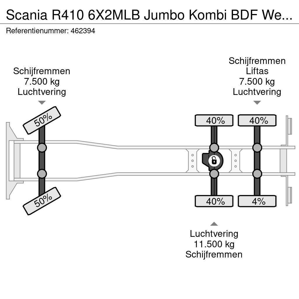 Scania R410 6X2MLB Jumbo Kombi BDF Wechsel Hubdach Retard Cable lift demountable trucks