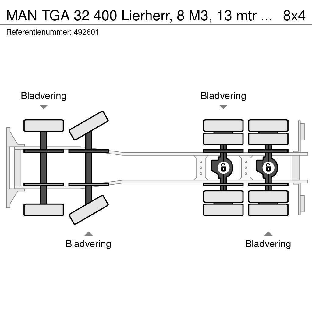 MAN TGA 32 400 Lierherr, 8 M3, 13 mtr belt, Remote Concrete trucks
