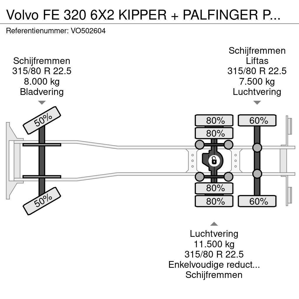 Volvo FE 320 6X2 KIPPER + PALFINGER PK12502 + REMOTE + M Tipper trucks