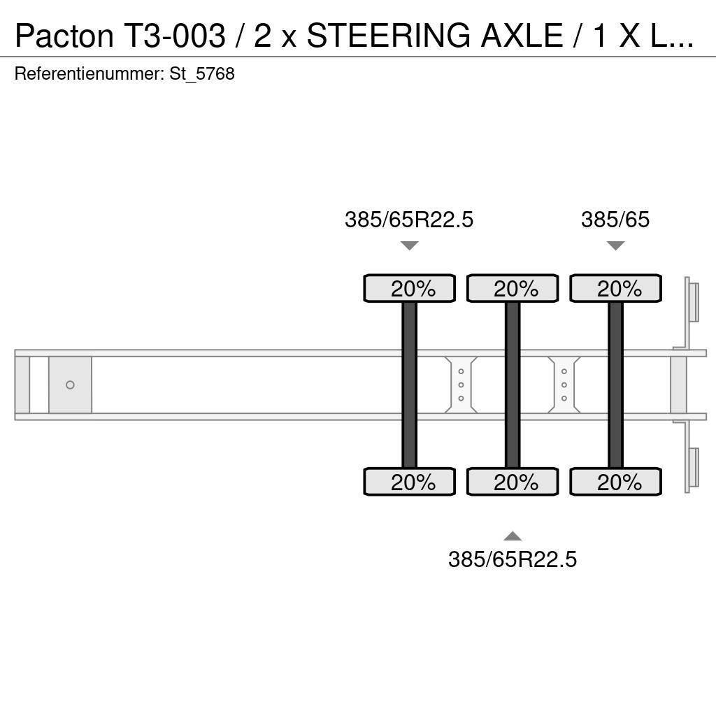 Pacton T3-003 / 2 x STEERING AXLE / 1 X LIFT AXLE Flatbed/Dropside semi-trailers