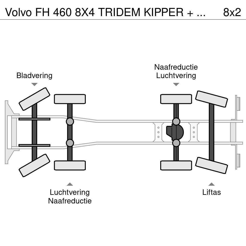Volvo FH 460 8X4 TRIDEM KIPPER + KRAAN / FASSI F 275 / 2 Flatbed / Dropside trucks
