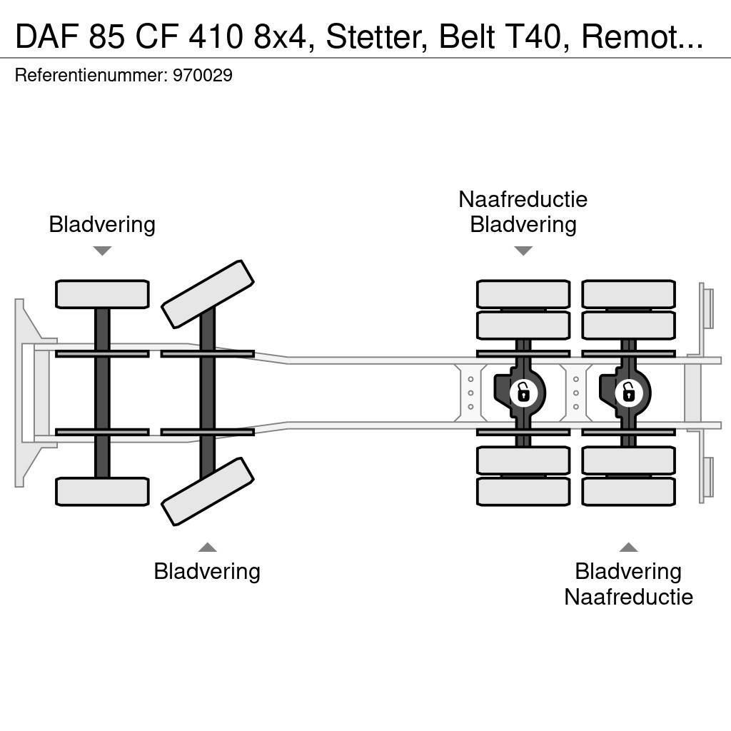 DAF 85 CF 410 8x4, Stetter, Belt T40, Remote, Steel su Concrete trucks