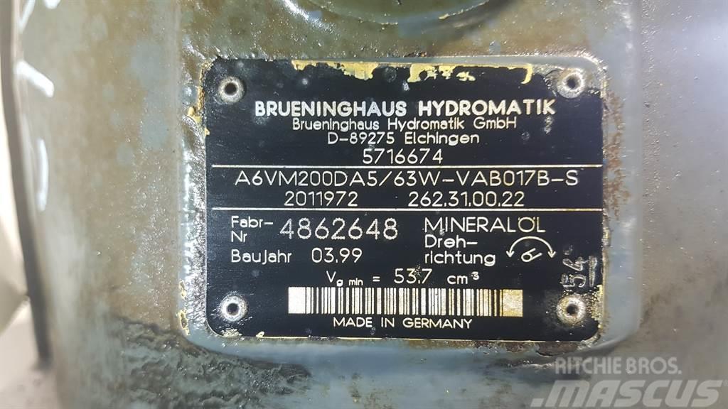 Brueninghaus Hydromatik A6VM200DA5/63W - Drive motor/Fahrmotor/Rijmotor Hydraulics