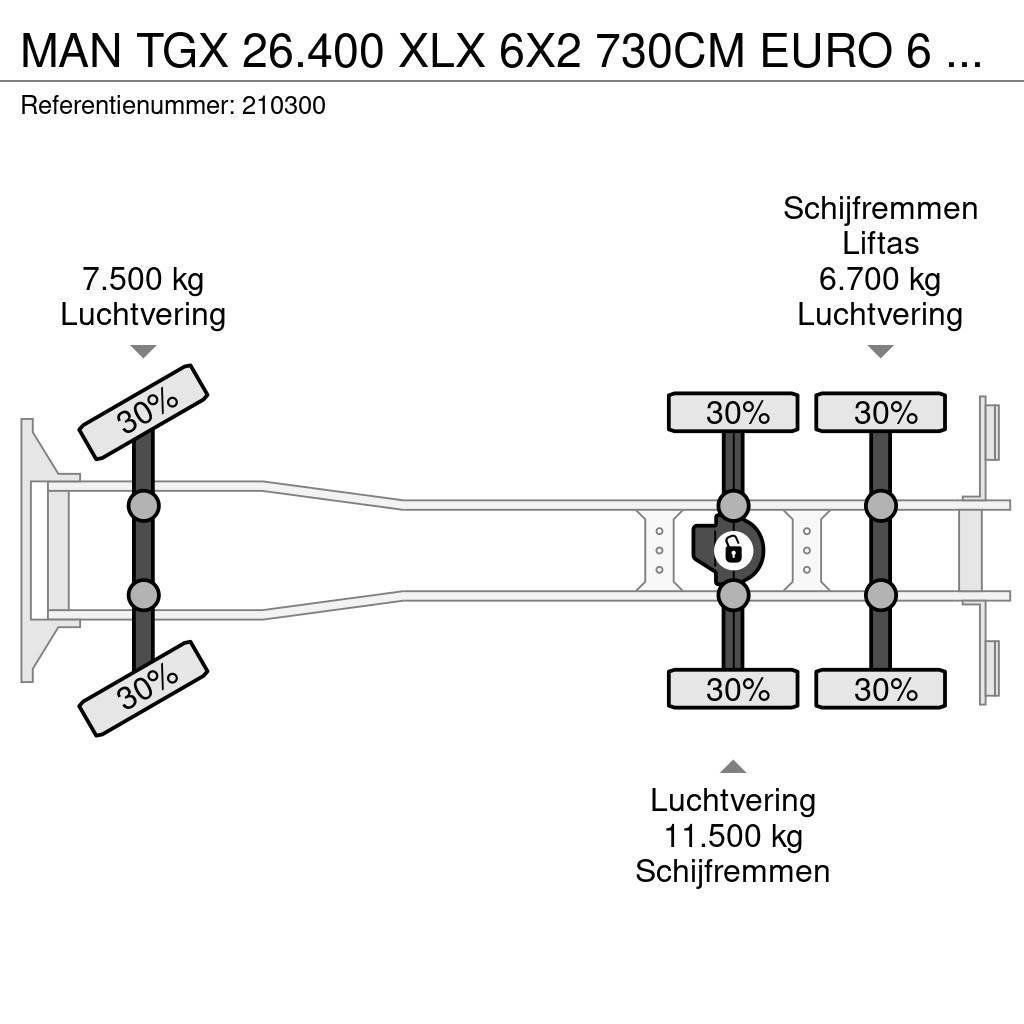 MAN TGX 26.400 XLX 6X2 730CM EURO 6 AHK NL Truck Chassis Cab trucks