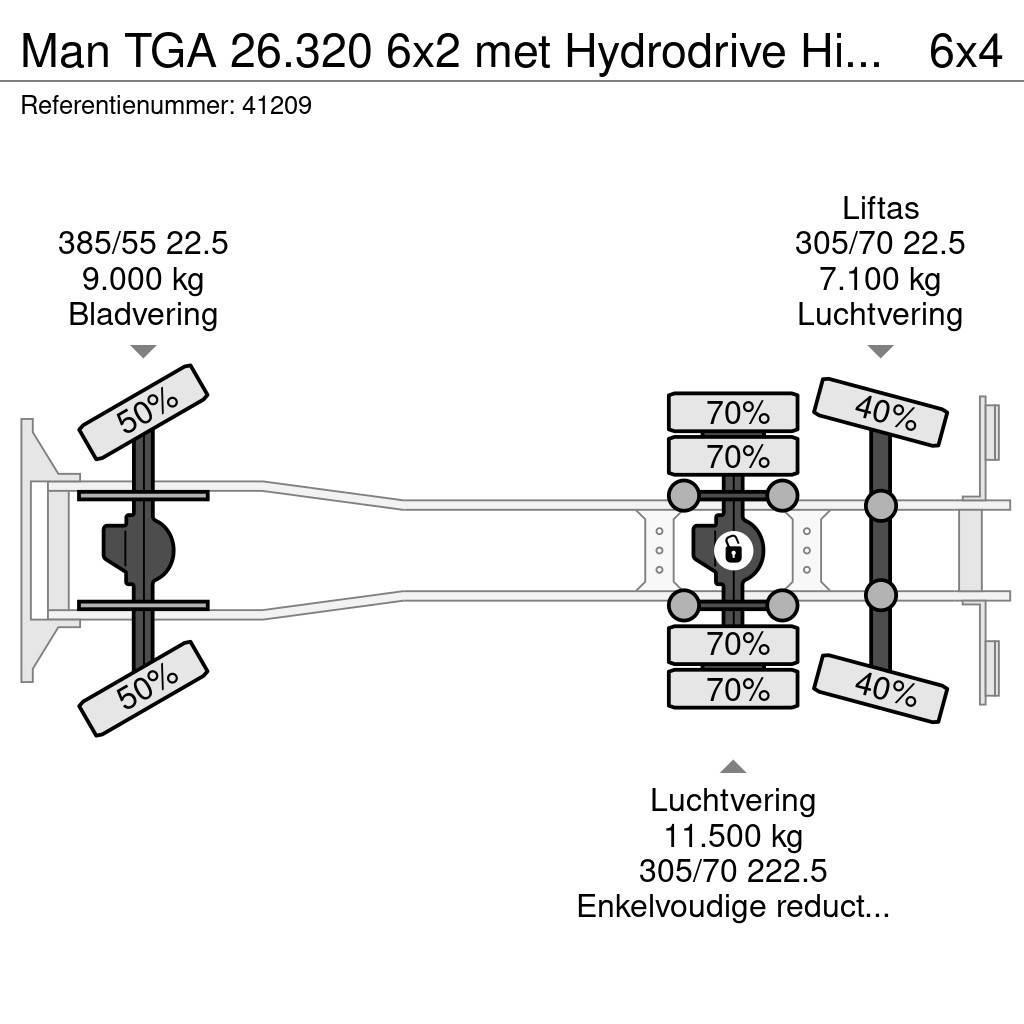 MAN TGA 26.320 6x2 met Hydrodrive Hiab 12 Tonmeter laa Hook lift trucks