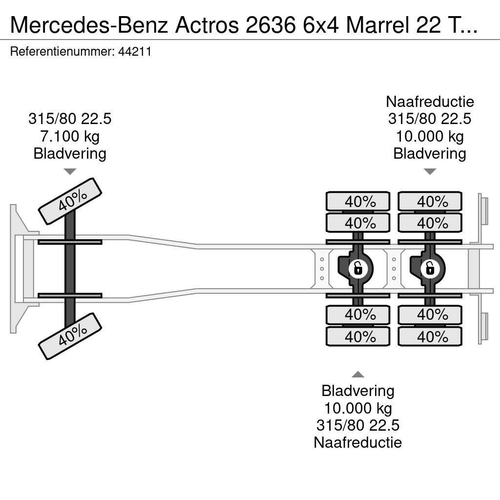 Mercedes-Benz Actros 2636 6x4 Marrel 22 Ton haakarmsysteem Manua Hook lift trucks