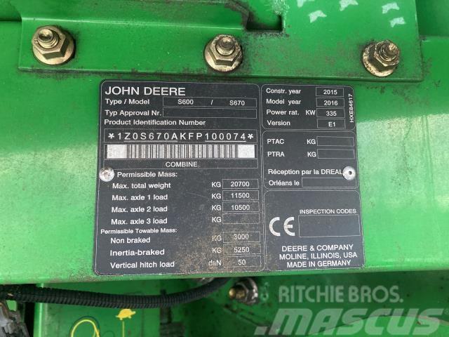John Deere S670I Combine harvesters